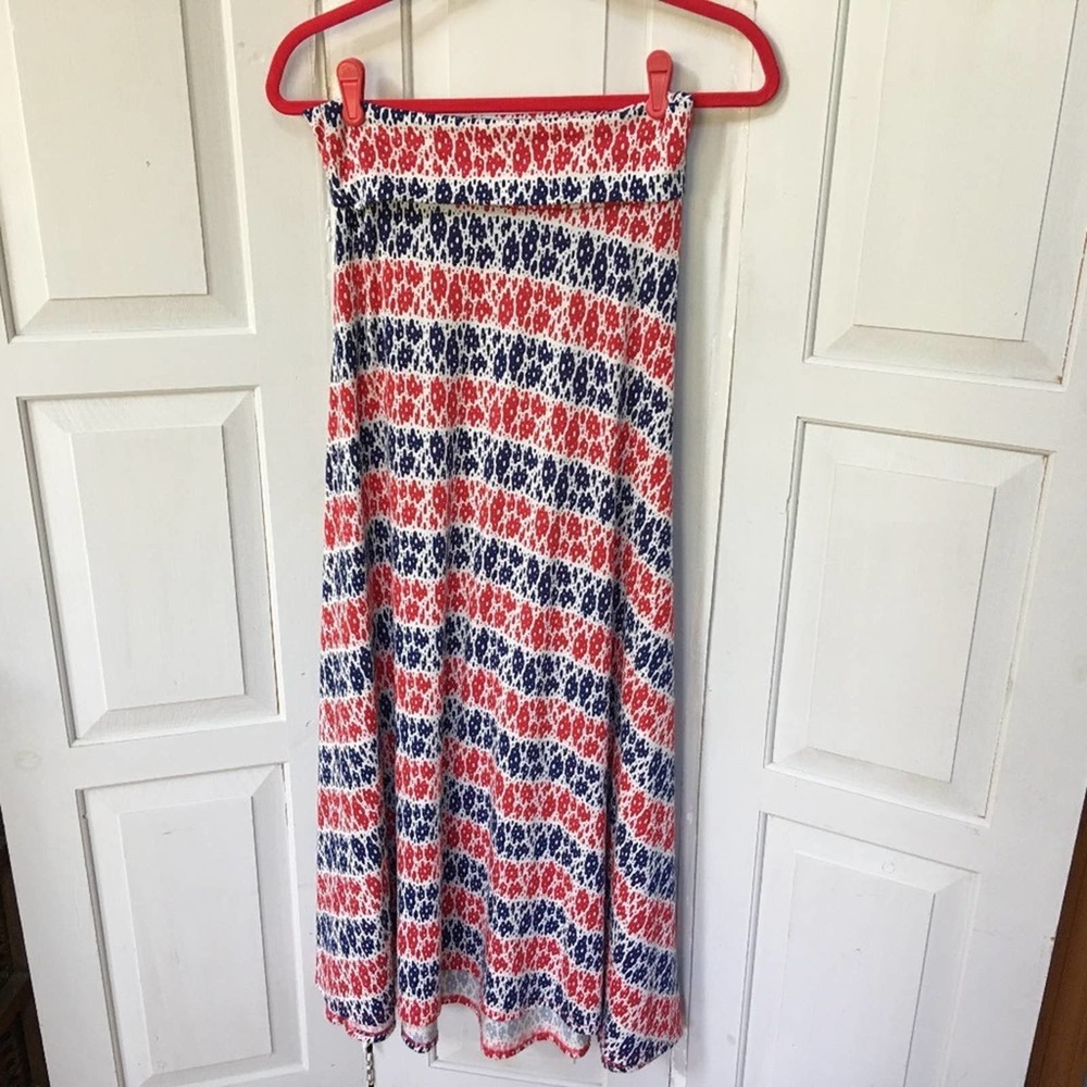 LuLaRoe Red, White, & Blue Maxi Skirt - Picture 2 of 13